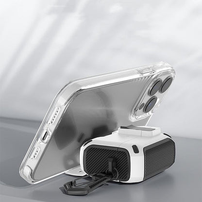 Auto Locking Earphone Case with Phone Stand Support and Quick Release Lid