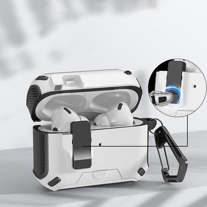 Auto Locking Earphone Case with Phone Stand Support and Quick Release Lid