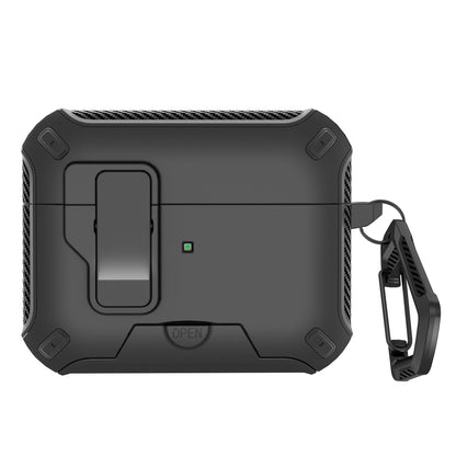 Auto Locking Earphone Case with Phone Stand Support and Quick Release Lid