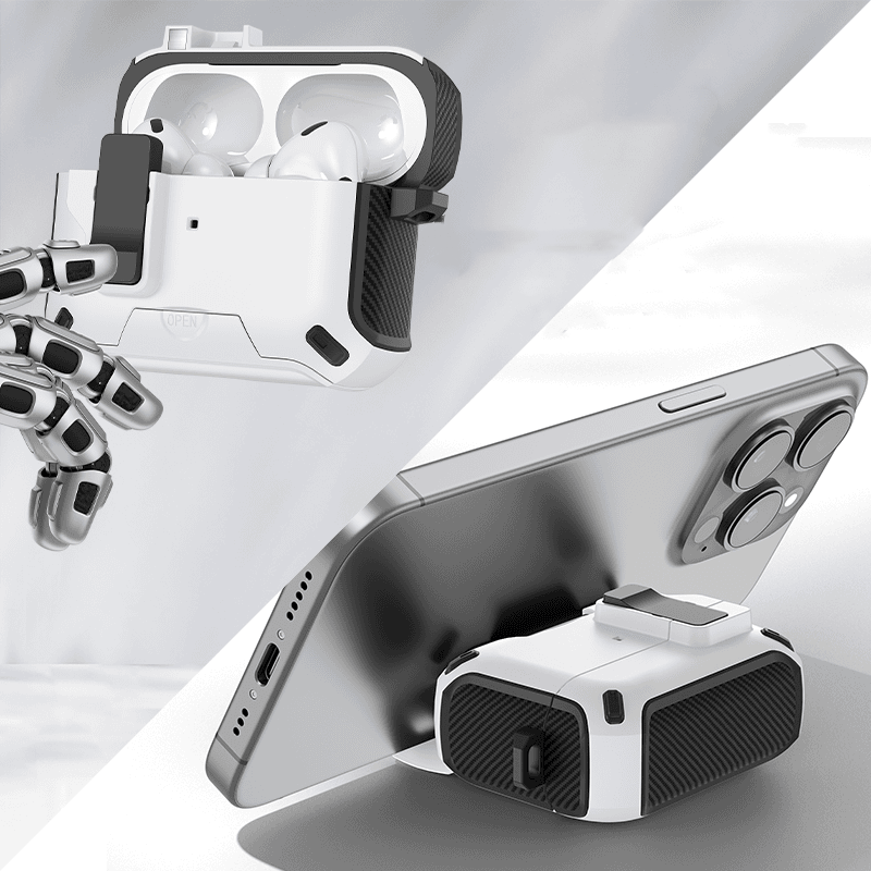 Auto Locking Earphone Case with Phone Stand Support and Quick Release Lid