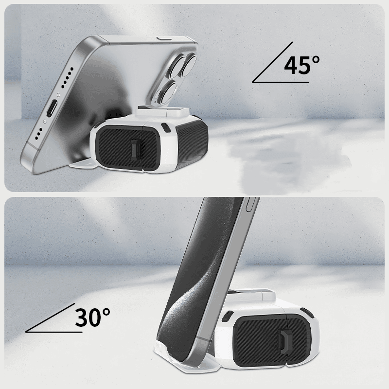 Auto Locking Earphone Case with Phone Stand Support and Quick Release Lid