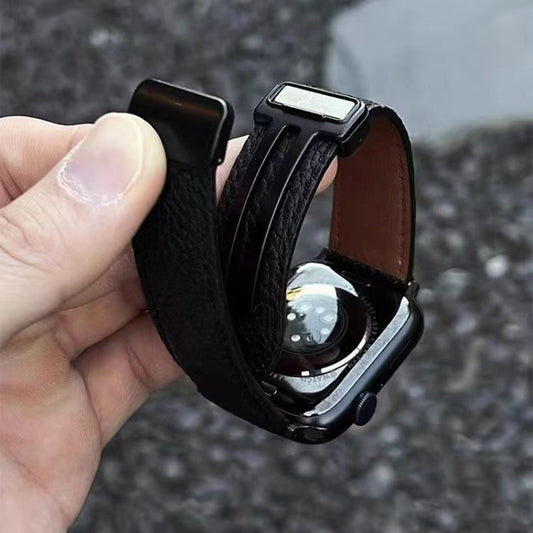 Lychee Pattern Leather Magnetic Buckle for Apple Watch Band