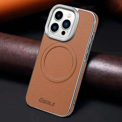 Genuine Leather Phone Case： with Wireless Charging and Strong Magnetic Design