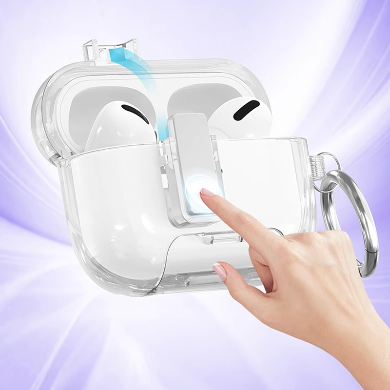 CrystalSnap Clear Magnetic AirPods Case – Wireless Charging & Built-in Stand