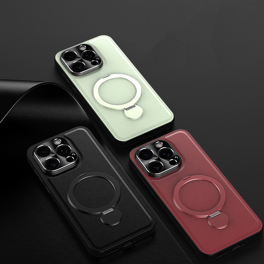 LuxFold MagFlex 360° Leather Case – Magnetic Charging Ready & Multi-Angle Kickstand