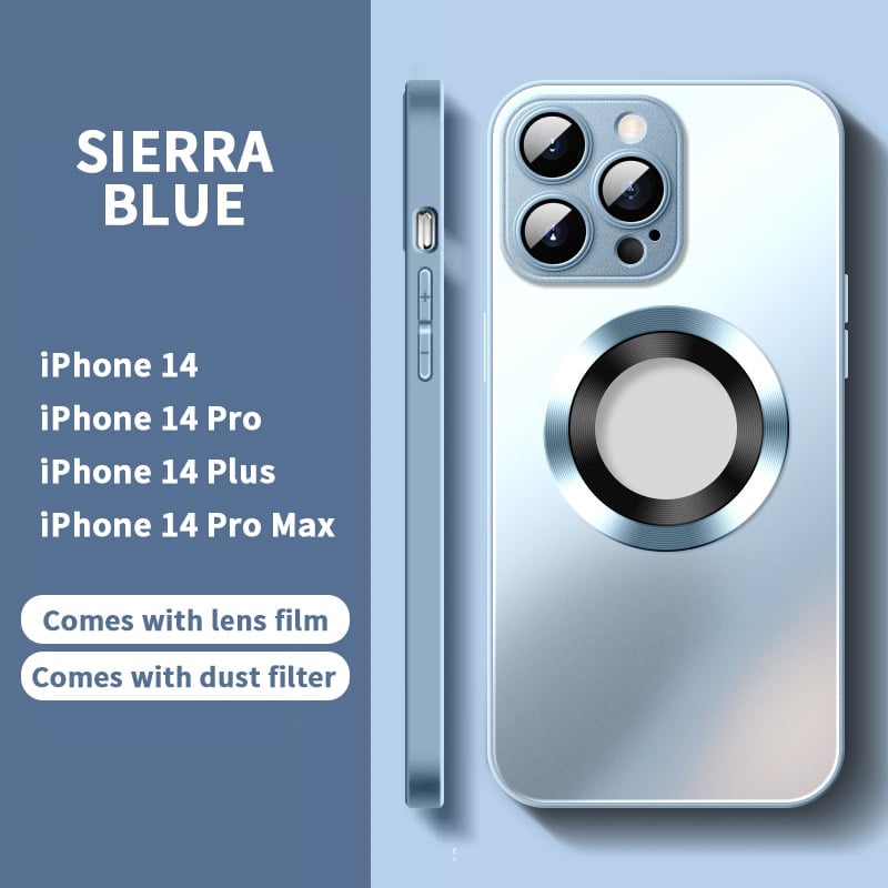 Magnetic AG Glass Frosted Case With Camera Lens Protector For iPhone