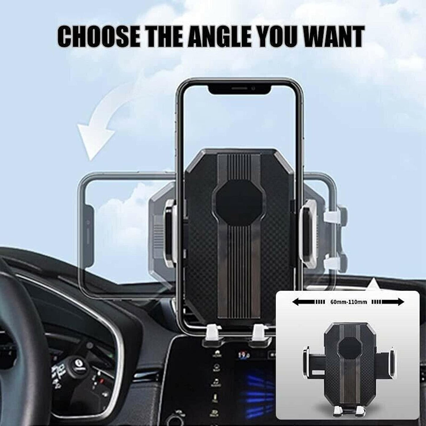 Car Phone Holder Universal 360° Rotating Car Phone Mount with Strong Suction Cup Adjustable Car Dashboard
